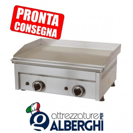 Fry Top a gas in acciaio inox Piastra liscia 600x450x275h mm professionale