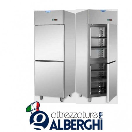 Armadio congelatore 600 lt. monoblocco in Acciaio Inox con 2 sportelli temperatura -18/-22°C professionale Vetrina