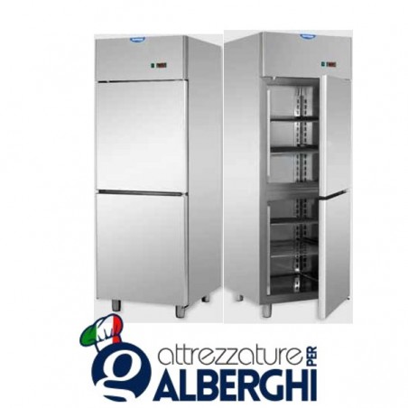 Armadio refrigerato 600 litri in Acciaio Inox predisposto per unità frigorifera remota temperatura 0/+10°C con 2 sportelli