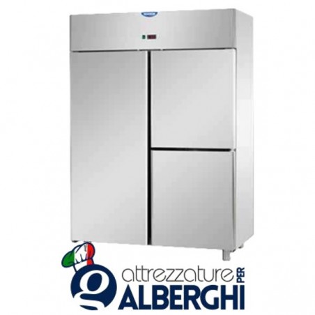 Armadio congelatore 1200 lt. monoblocco in Acciaio Inox temperatura -18/-22°C con 1 porta e 2 sportelli professionale Vetrina