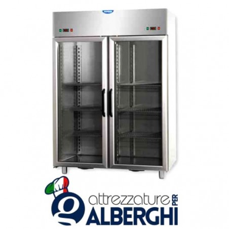 Armadio combinato refrigerato gelatore 1200 lt. monoblocco in inox doppia Temp TN+BT -18/-22 0/+10°C 2 p professionale Vetrina