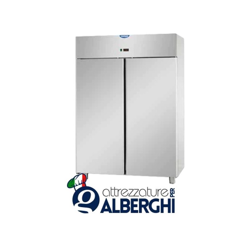 Armadio refrigerato 1200 litri monoblocco in Acciaio Inox predisposto per unità frigorifera remota temperatura 0/+10°C con 2 por