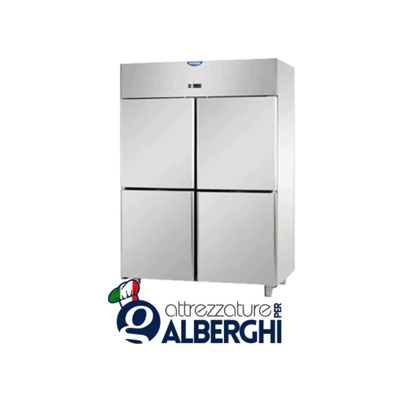 Armadio congelatore 1200 litri monoblocco in Acciaio Inox predisposto per unità frigorifera remota temperatura -18/-22°C con 4 s