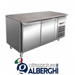 Tavolo refrigerato pasticceria ventilato in acciaio inox con piano in granito Temp. +2/+8°C Dim. 1505x800x850 mm