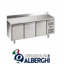 Tavolo refrigerato congelatore gastronomia ventilato in acciaio inox con alzatina Temp.-18/-22°C Dimensioni 1795x700x850 mm