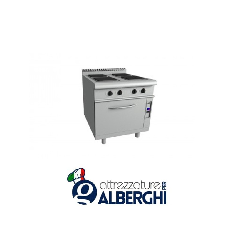 Cucina elettrica 4 piastre su forno statico elettrico GN 2/1 &#8211; Dim. cm 80x90x85h