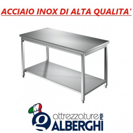 Tavolo acciaio inox con ripiano inferiore - senza alzatina - Dim. cm. 70x70x85H • LINEA ECO professionale