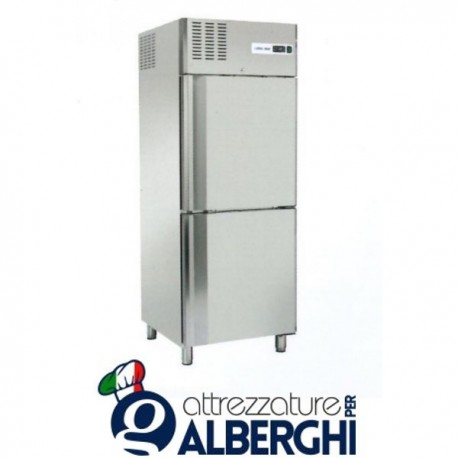 Armadio congelatore ventilato in acciaio inox 2 ante una porta 550 Lt temp. -18/-22°C RNM640 professionale Vetrina