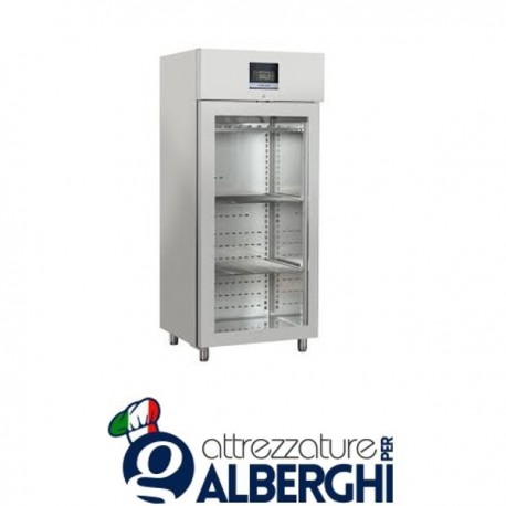 Armadio frigo stagionatore carne in acciaio inox digitale 1 anta vetro 900 Lt Temp. -2°/+5° C €“ QM900 professionale Vetrina