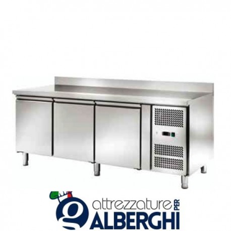 Tavolo Banco Refrigerato 3 Ante con Alzatina Temp -2°/+8°C Dim.cm 202x80x96h Professionale