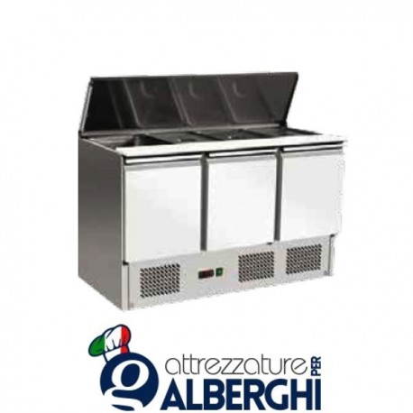 Tavolo Saladette Refrigerata Statica Portabacinelle 4xGN1/1 Temp +2°/+8°C Dim.cm 136,5x70x87h professionale tavolo