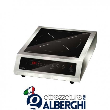 Piastra a Induzione Touch Screen Acciaio Inox/Vetroceramica 3500W Dim.cm 35,5x44x12h Professionale